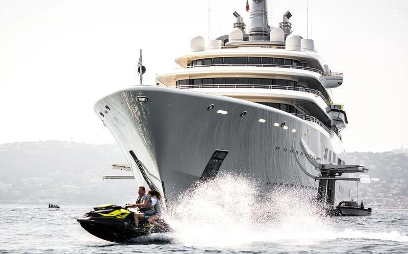 a large ship with a couple of people in it aboard ECLIPSE Yacht for Sale