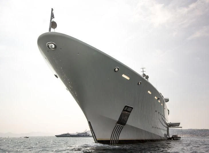 a large grey submarine in the water aboard ECLIPSE Yacht for Sale