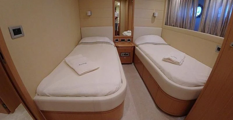 a room with two beds aboard CHUPRIANA Yacht for Sale