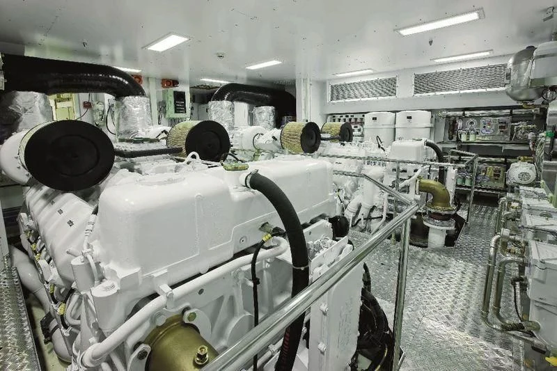 a room full of machinery aboard BAMBINA Yacht for Sale