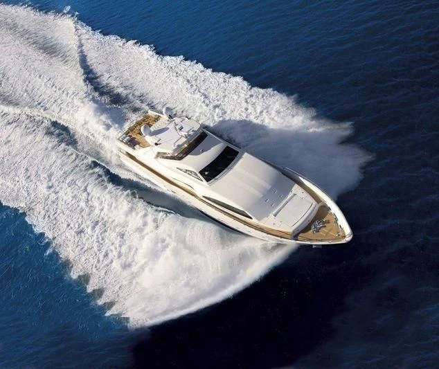 a high angle view of a helicopter aboard BAMBINA Yacht for Sale