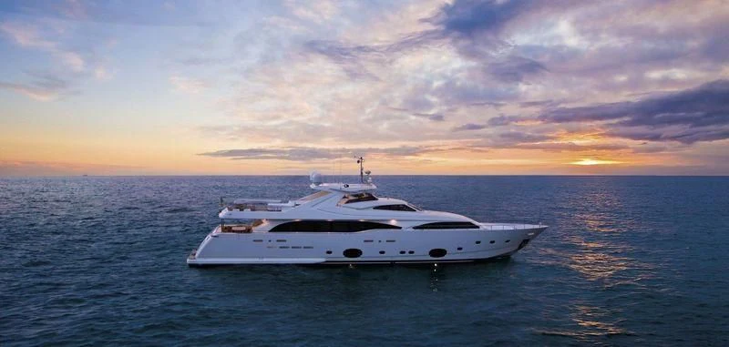 a white yacht in the water aboard BAMBINA Yacht for Sale