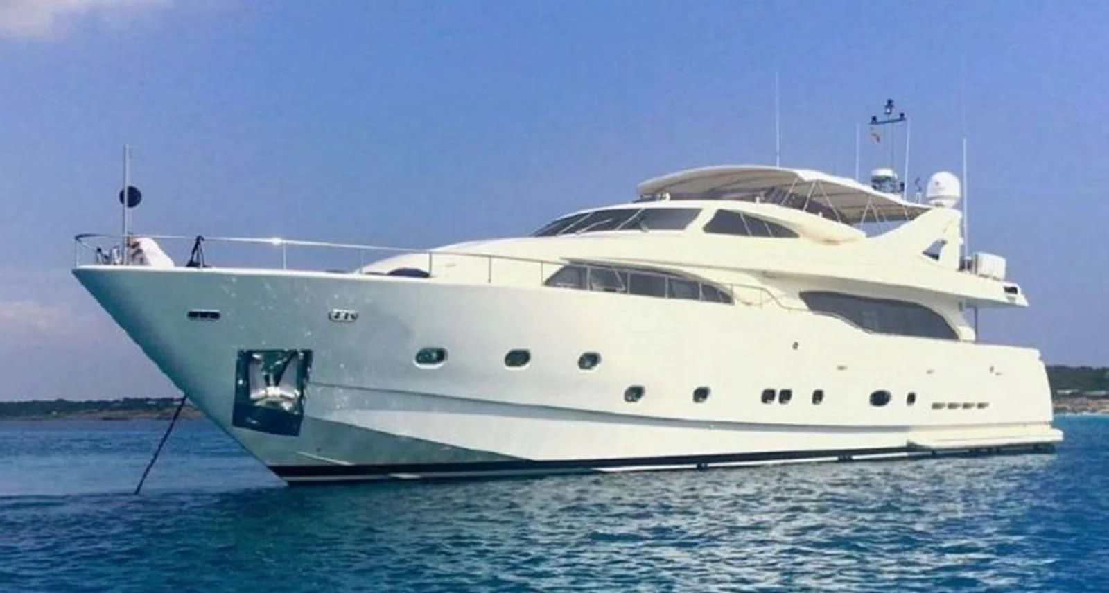 a white yacht in the water aboard FERRETTI CUSTOM LINE 112 Yacht for Sale