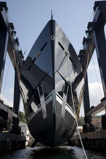 a large boat with a large metal frame aboard GALILEO Yacht for Sale