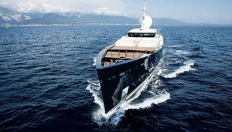 a large ship in the water aboard GALILEO Yacht for Sale