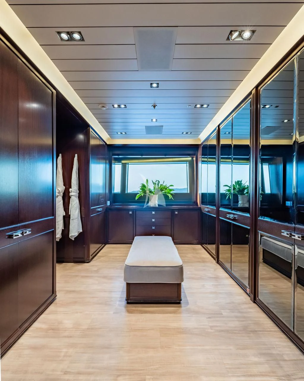 a room with a table and chairs aboard GALILEO Yacht for Sale