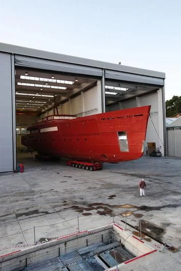 a red and white machine aboard GALILEO Yacht for Sale
