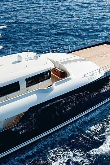 a white yacht in the water aboard GALILEO Yacht for Sale