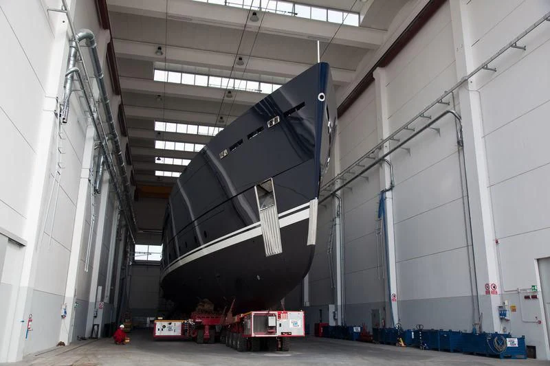 a large machine in a factory aboard GALILEO Yacht for Sale