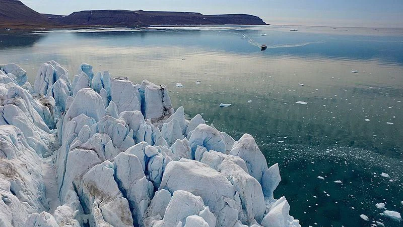 a body of water with ice and rocks on it aboard GALILEO Yacht for Sale