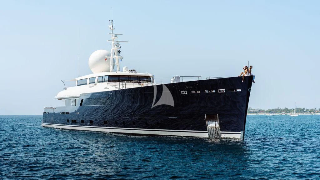 a large ship in the water aboard GALILEO Yacht for Sale