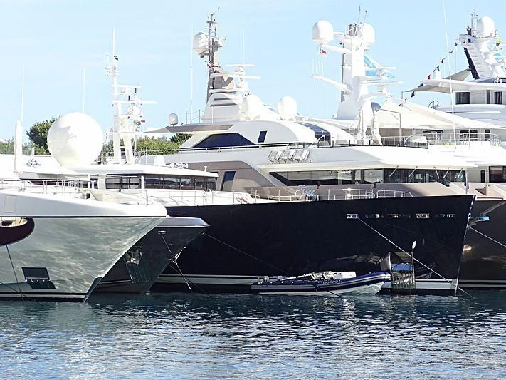 a large white ship in the water aboard GALILEO Yacht for Sale