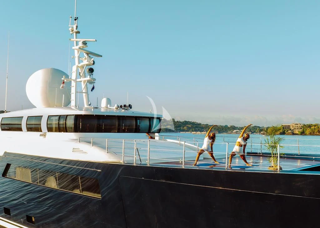 two people on a dock aboard GALILEO Yacht for Sale