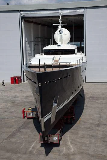 a large machine in a warehouse aboard GALILEO Yacht for Sale