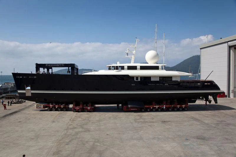 a large ship docked aboard GALILEO Yacht for Sale