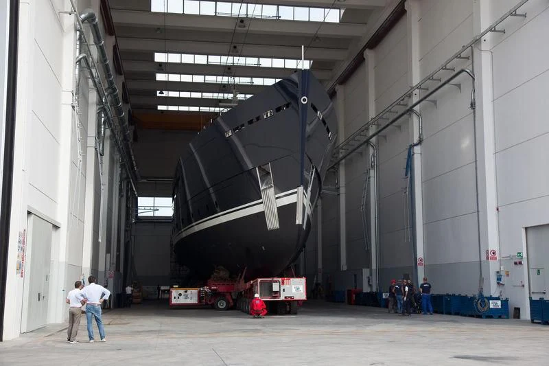 a large machine in a factory aboard GALILEO Yacht for Sale