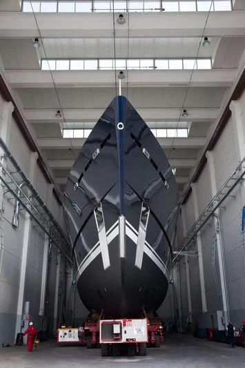 a large black object in a building aboard GALILEO Yacht for Sale