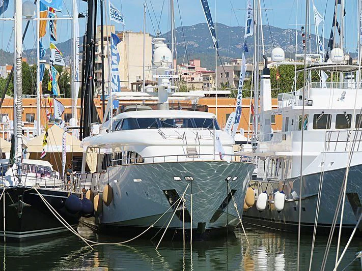 boats docked in a harbor aboard KALISA Yacht for Sale