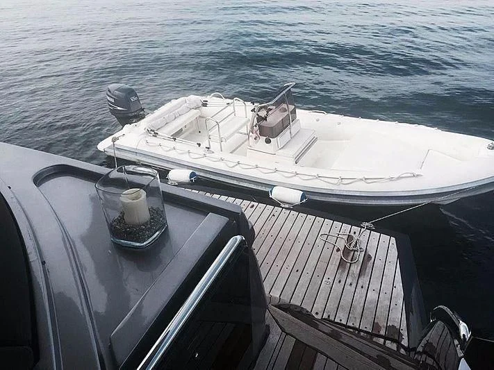a boat with a bucket on the front aboard NATALIA Yacht for Sale