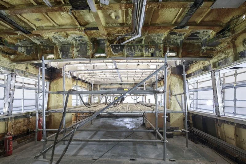 a room with pipes and tubes aboard NEWAL Yacht for Sale