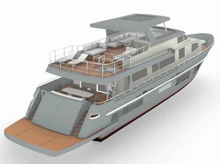a high angle view of a building aboard NEWAL Yacht for Sale