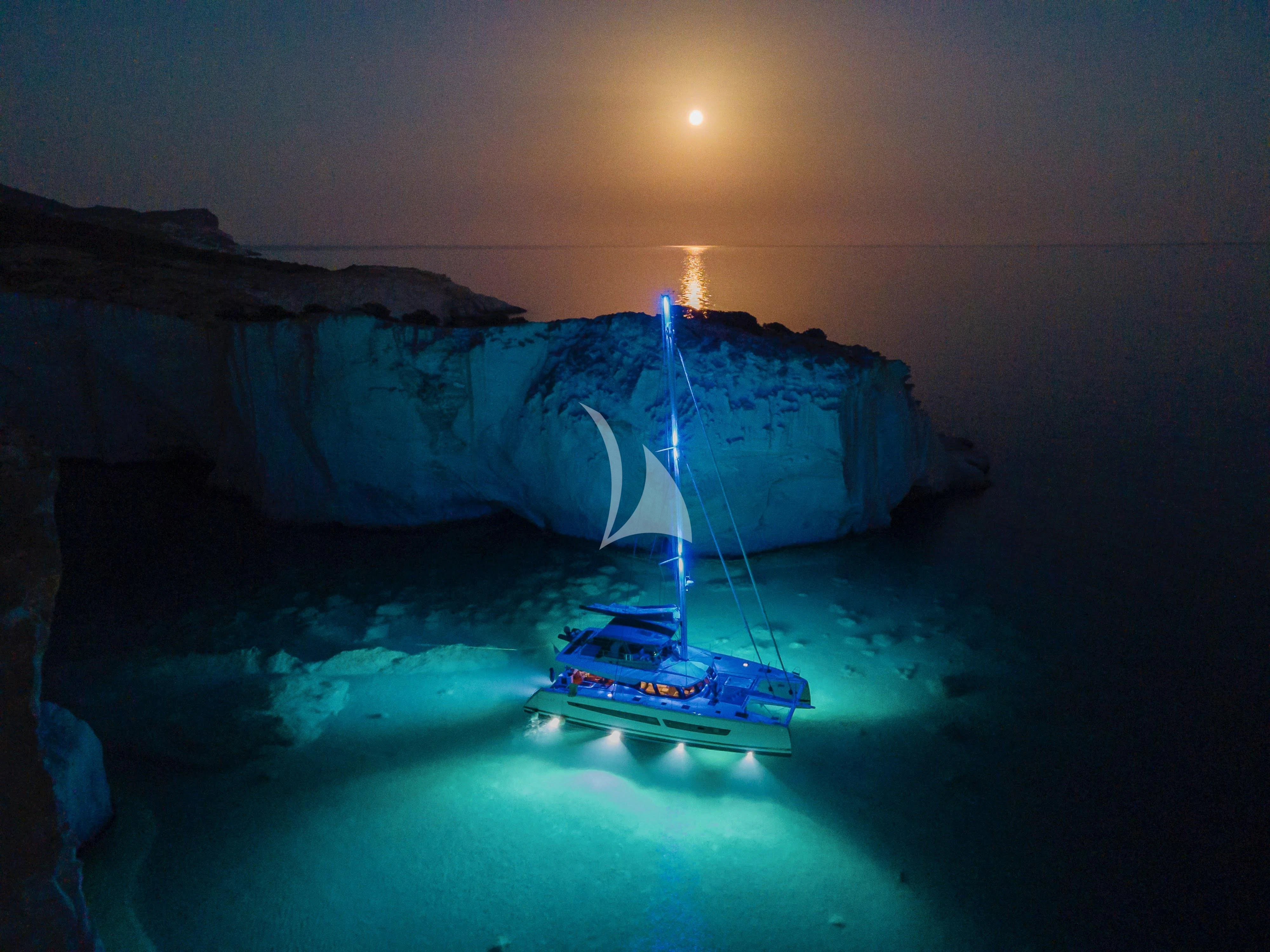 a boat in the water aboard ALOIA Yacht for Charter