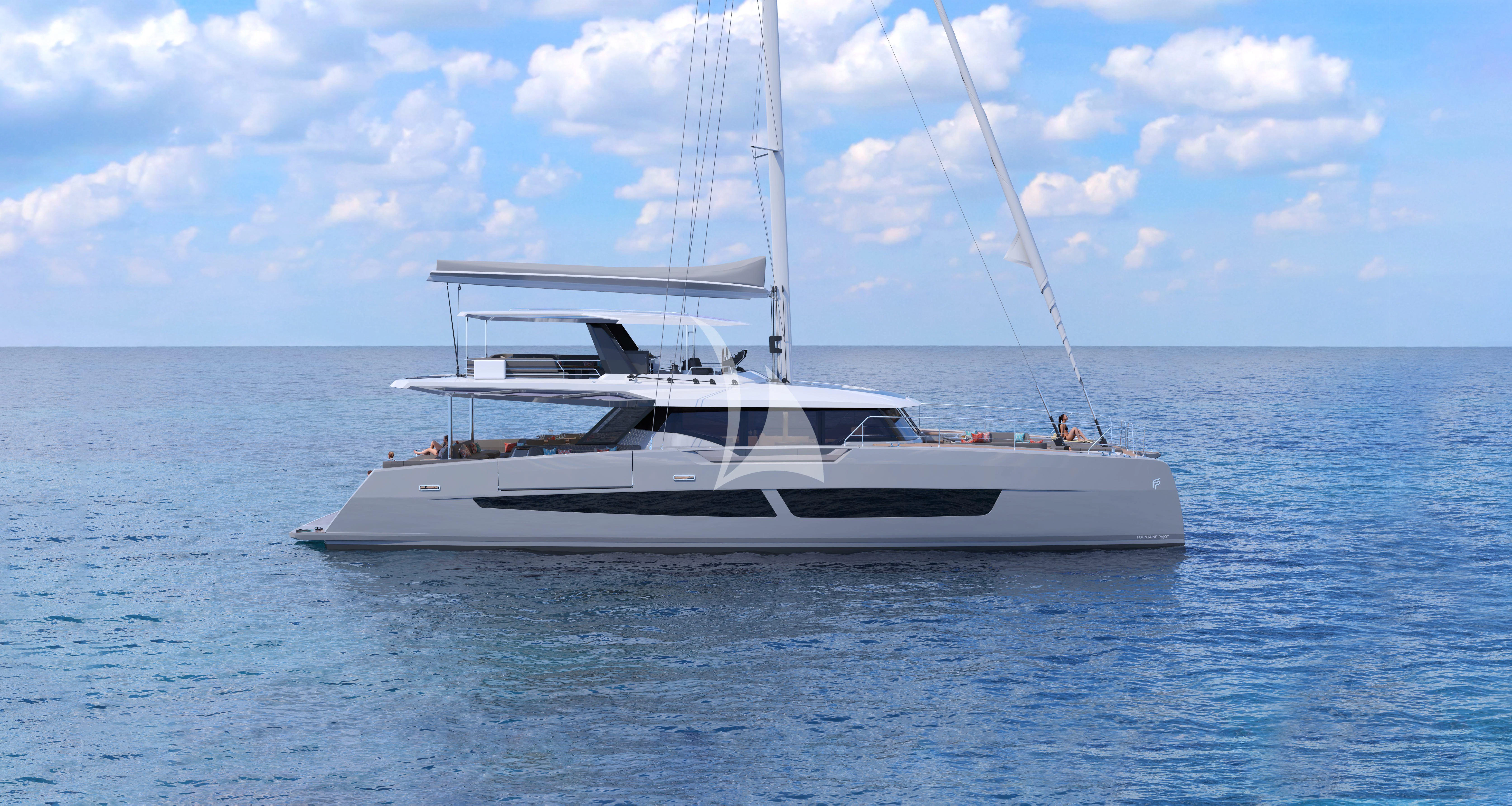 a white boat in the water aboard ALOIA Yacht for Charter