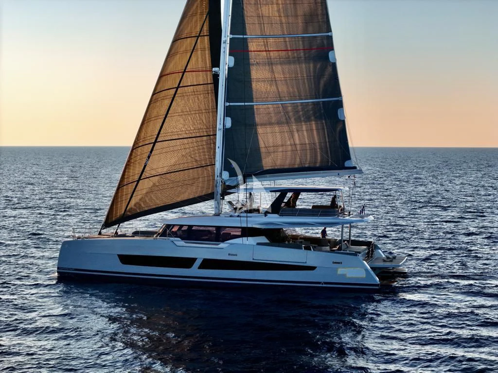 a sailboat on the water aboard ALOIA Yacht for Charter