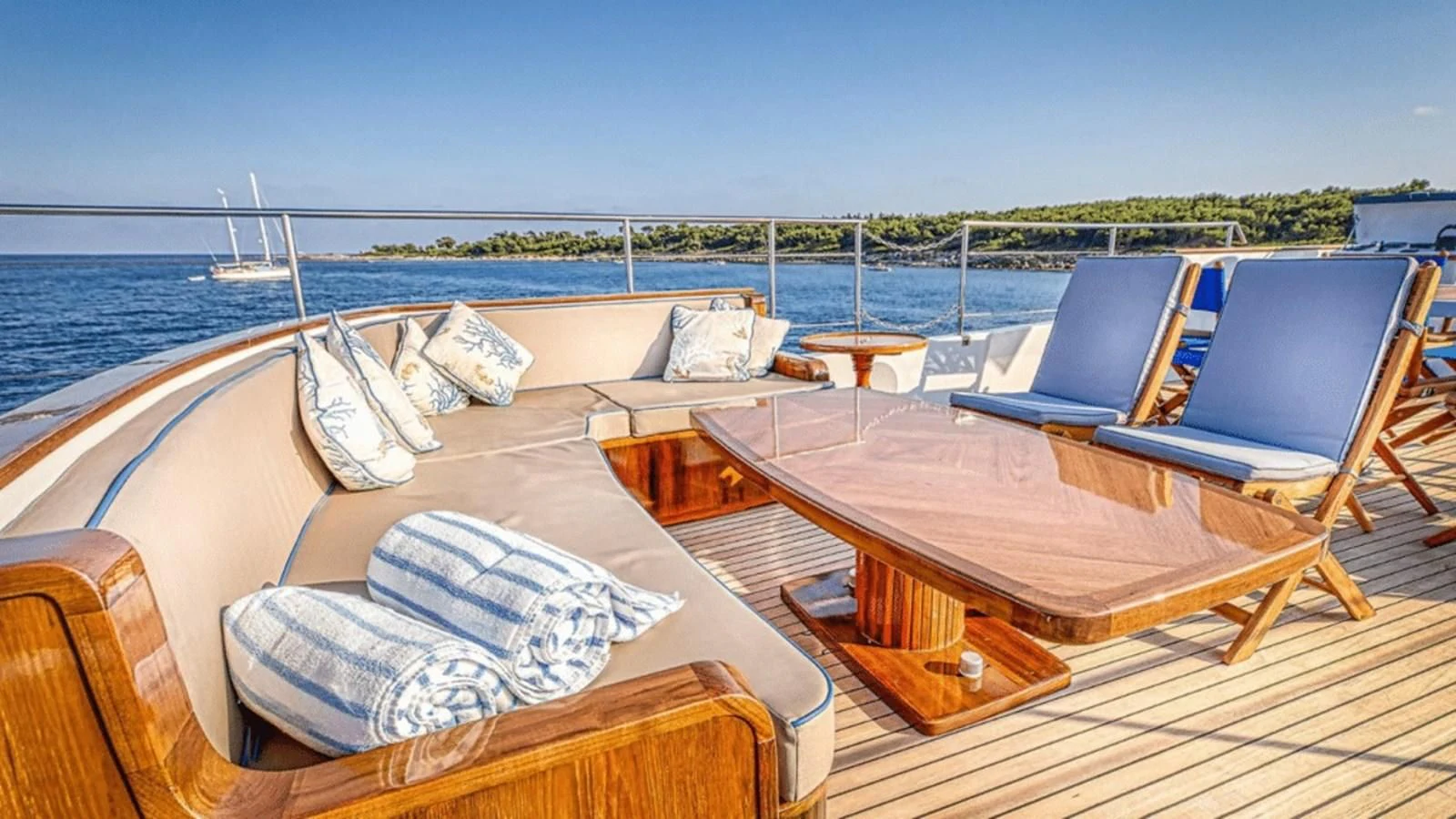 a boat on the water aboard CHANTELLA Yacht for Sale