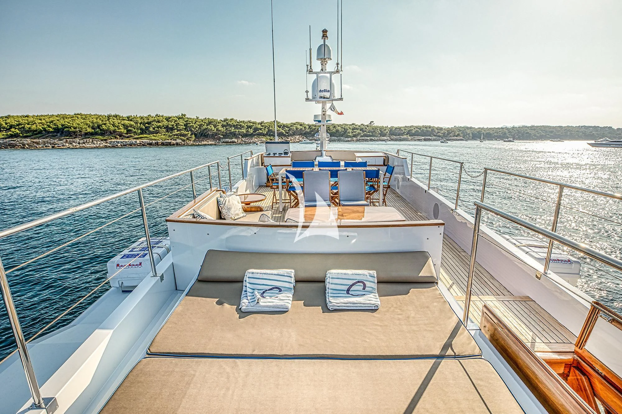 a boat on a dock aboard CHANTELLA Yacht for Sale