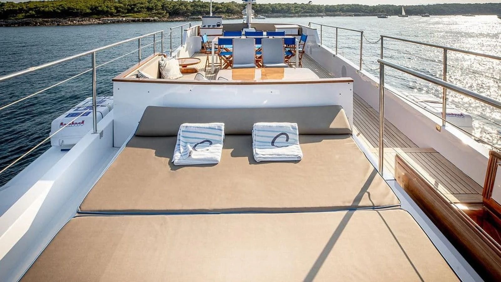 a boat on a body of water aboard CHANTELLA Yacht for Sale