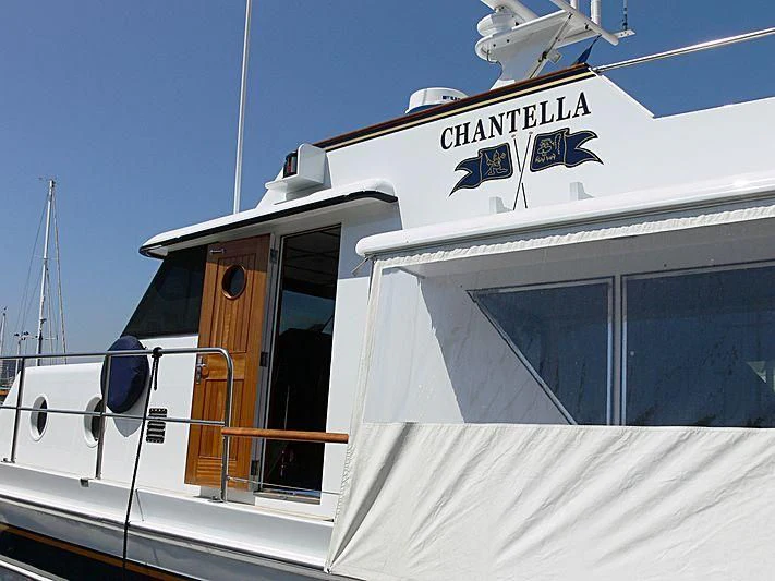 a boat with a door open aboard CHANTELLA Yacht for Sale