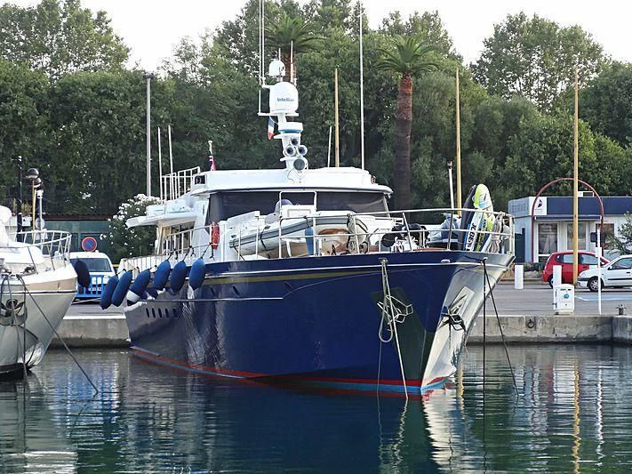 a boat is parked at a dock aboard CHANTELLA Yacht for Sale