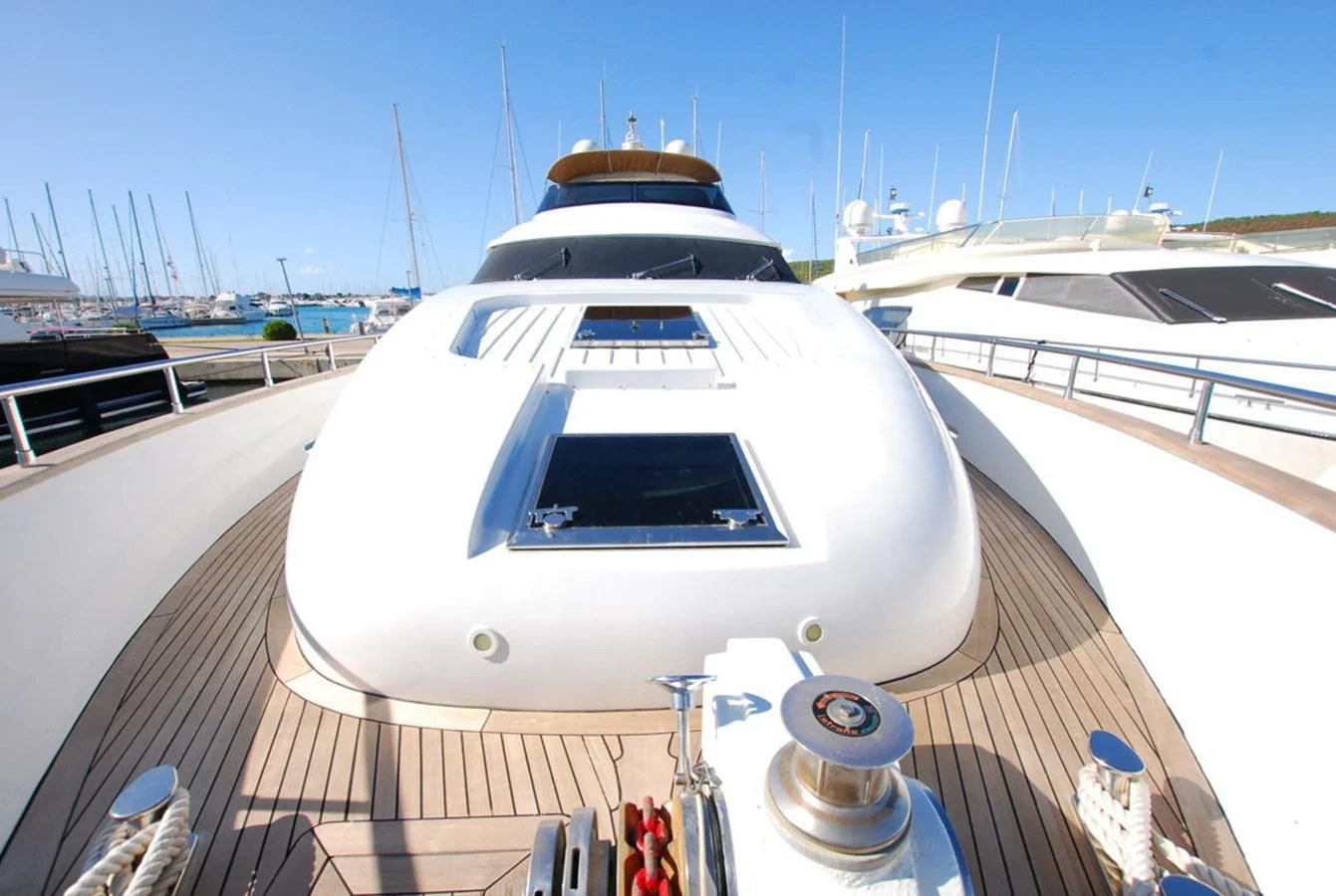 a large white yacht aboard COOKIE Yacht for Charter