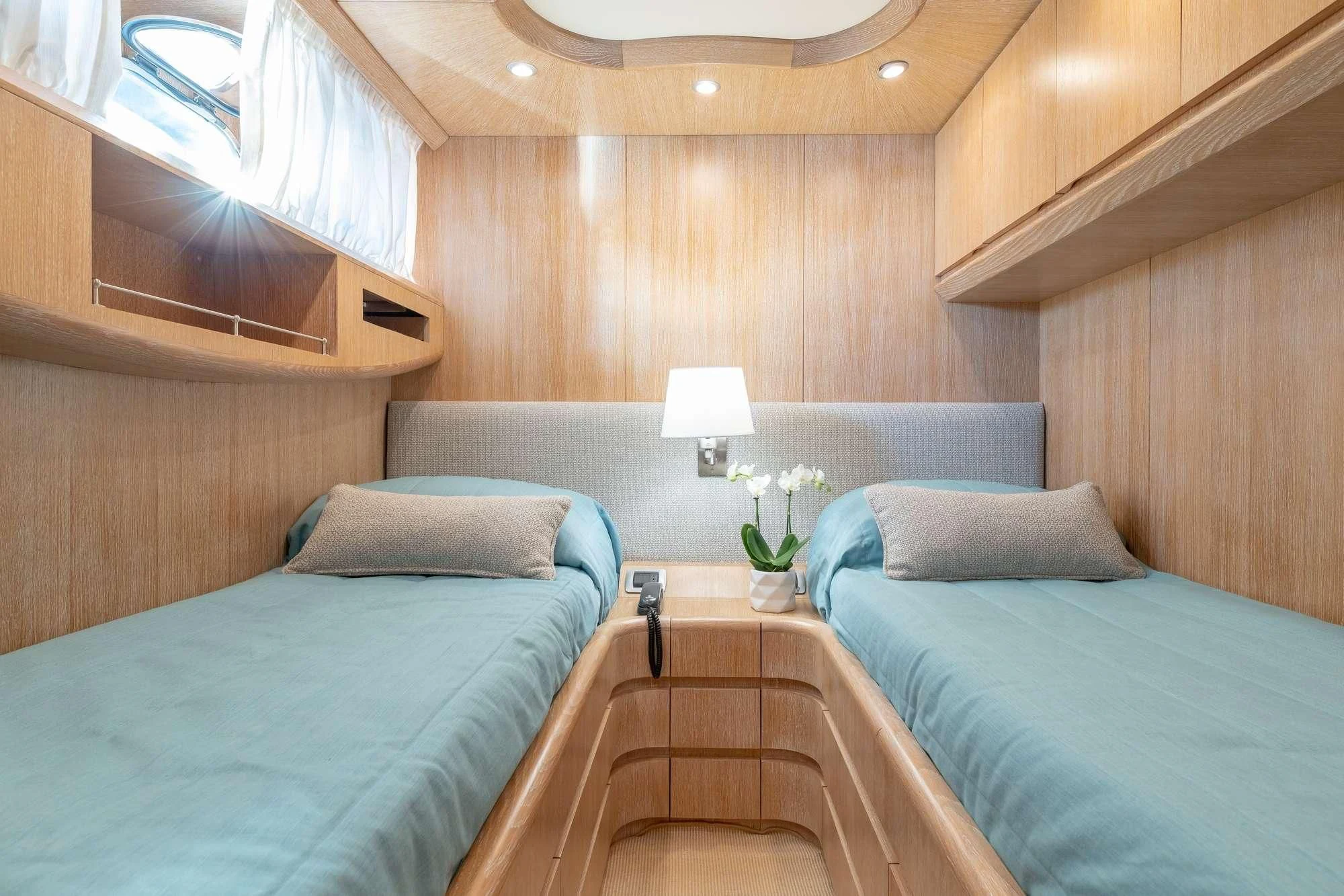 a room with two beds aboard COOKIE Yacht for Charter
