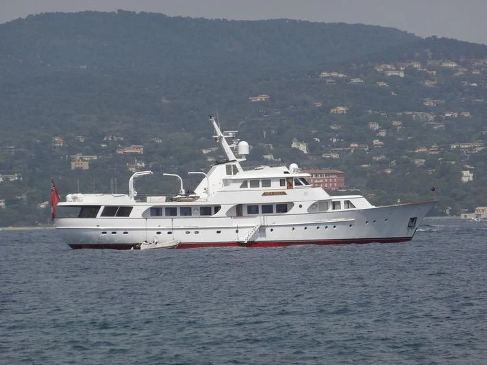 a large white boat in the water aboard SEAGULL OF CAYMAN Yacht for Sale