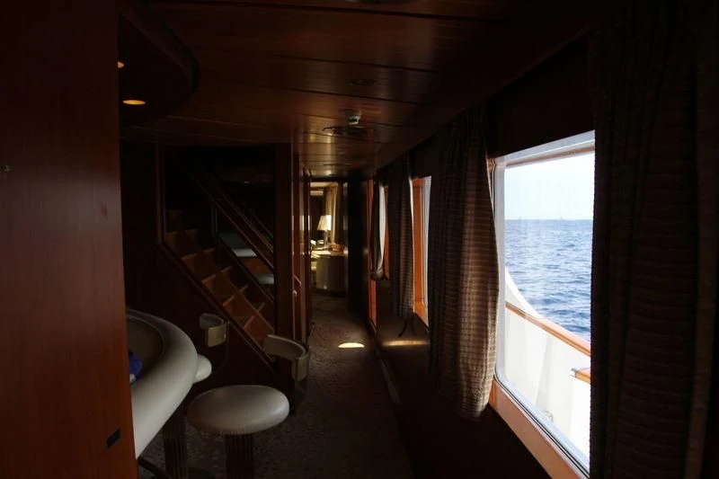 a bathroom with a sink and a window aboard SEAGULL OF CAYMAN Yacht for Sale