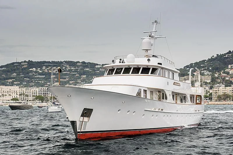 a large white boat in the water aboard SEAGULL OF CAYMAN Yacht for Sale