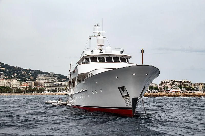 a large white boat on the water aboard SEAGULL OF CAYMAN Yacht for Sale