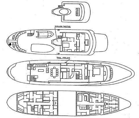 diagram, engineering drawing aboard SEAGULL OF CAYMAN Yacht for Sale