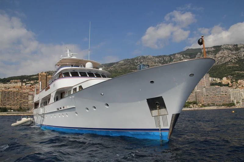 a large white boat in the water aboard SEAGULL OF CAYMAN Yacht for Sale