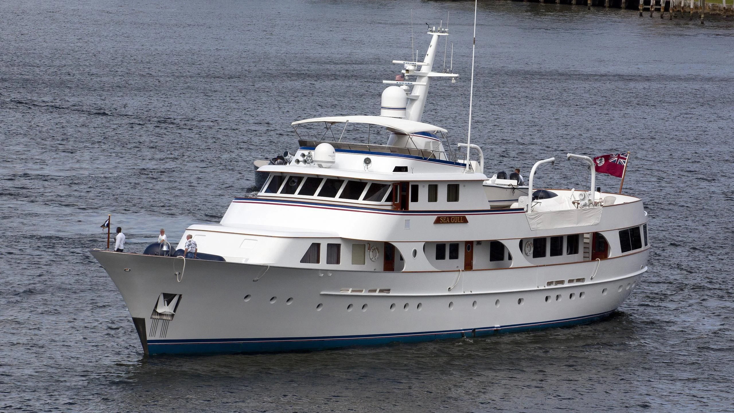 a large boat in the water aboard SEAGULL OF CAYMAN Yacht for Sale