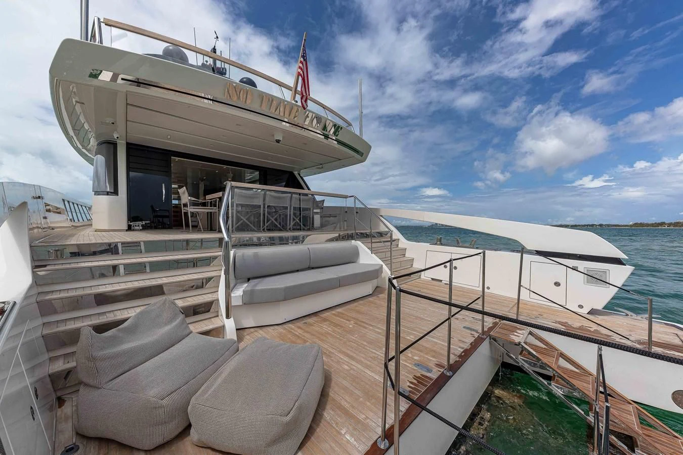 a boat docked at a pier aboard MAVE Yacht for Sale