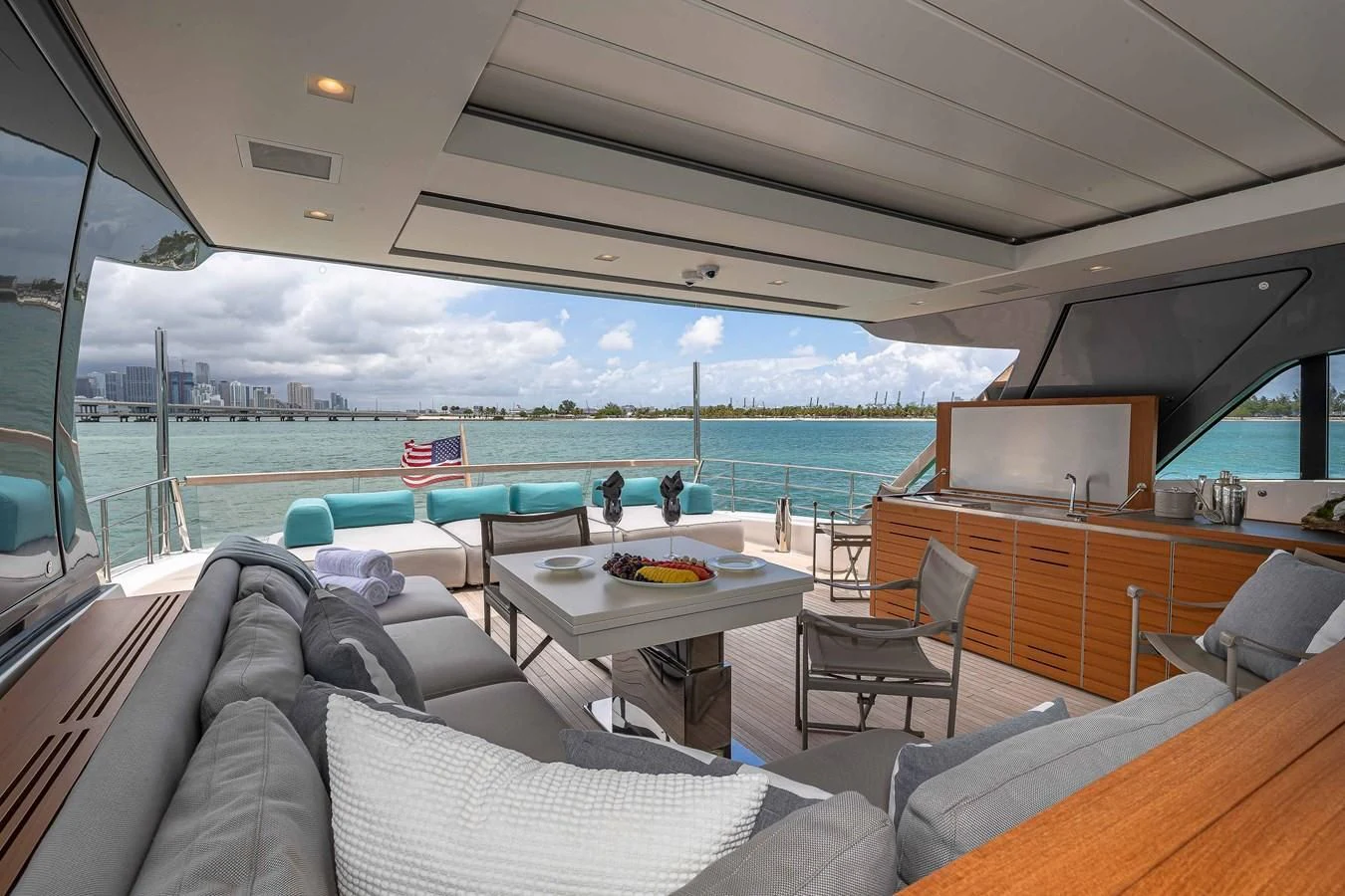 a boat with a view of the ocean and the ocean aboard MAVE Yacht for Sale
