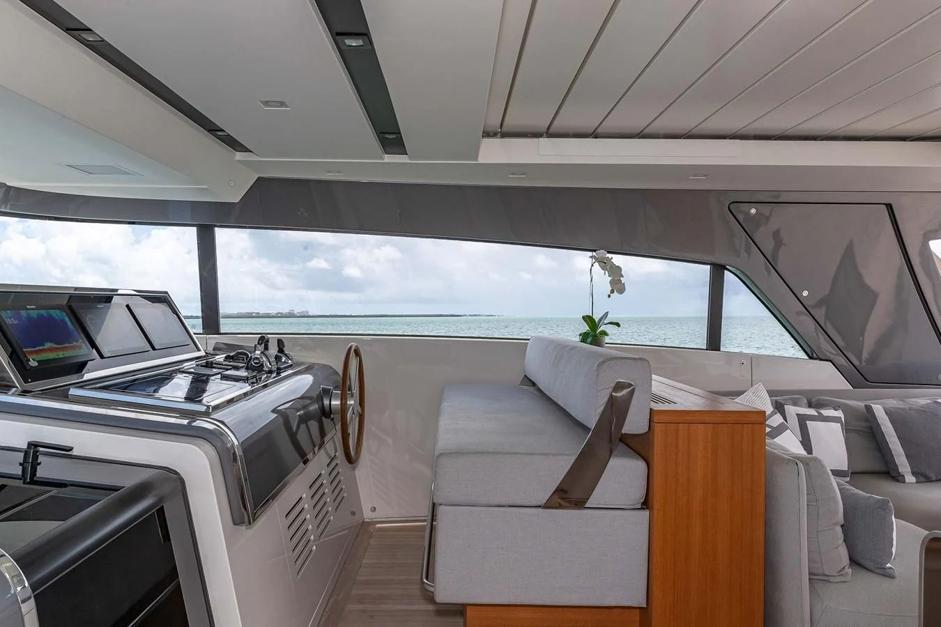 inside of a car aboard MAVE Yacht for Sale