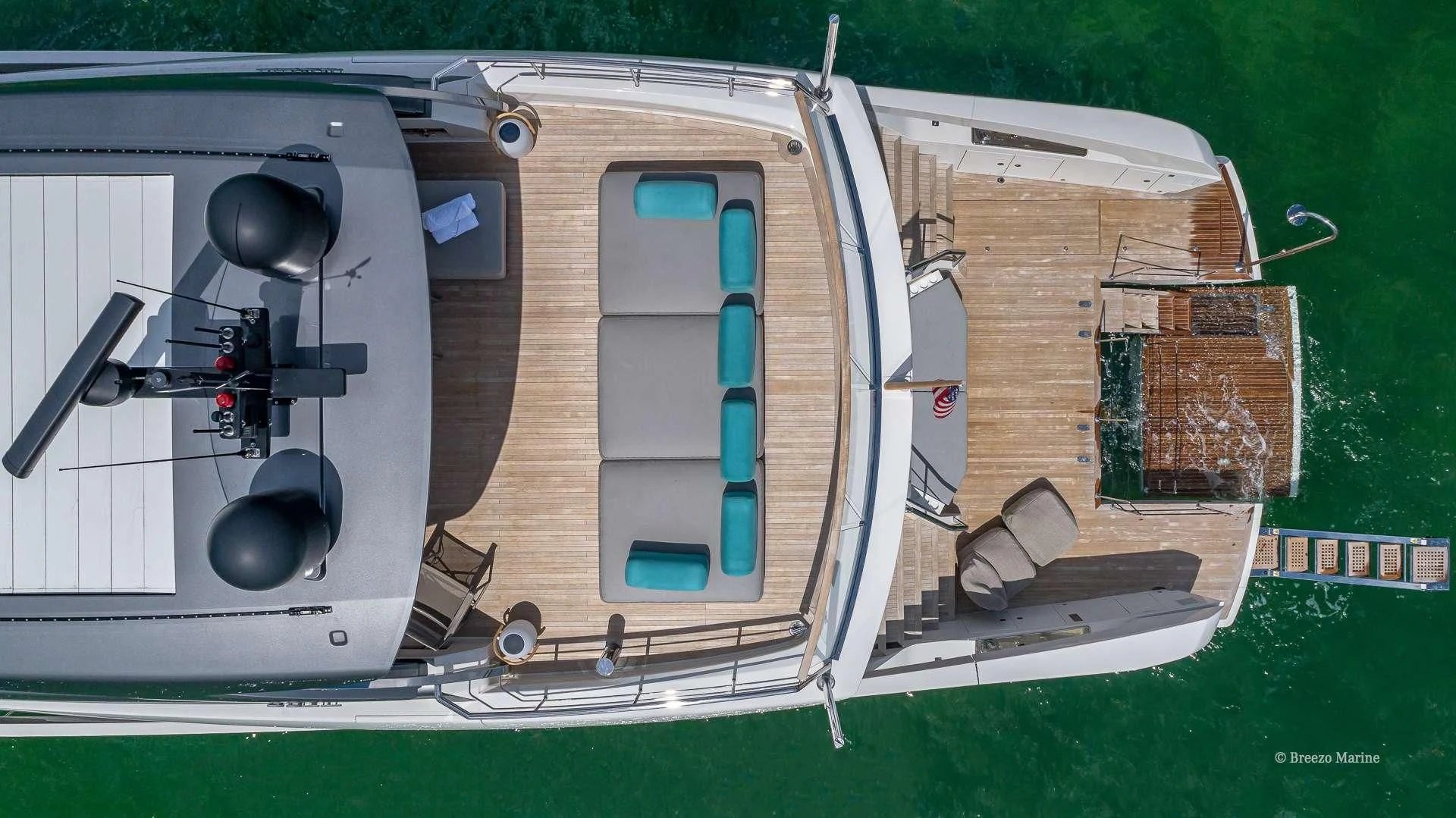 a satellite dish on a grassy field aboard MAVE Yacht for Sale