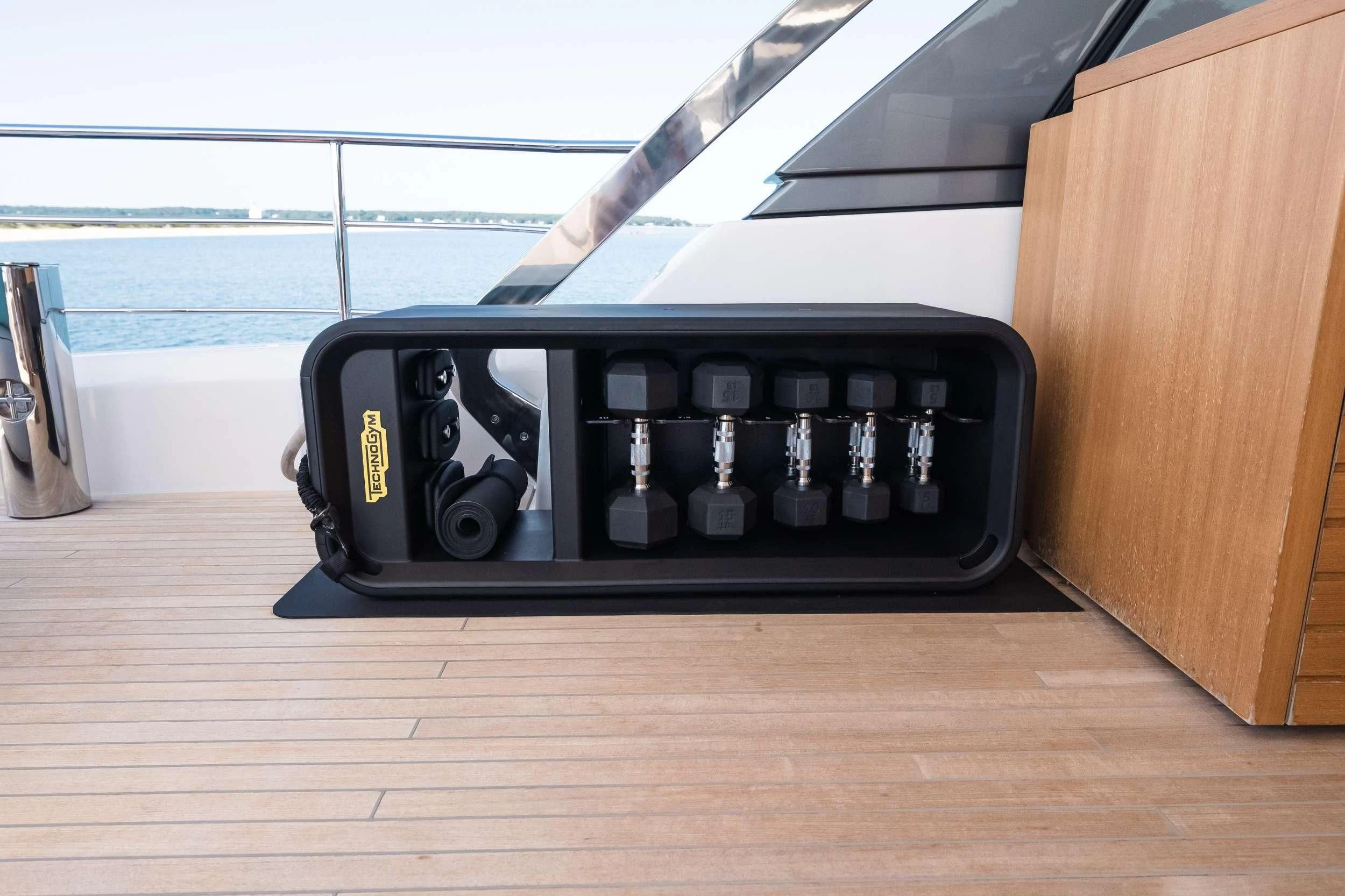 a black rectangular object with a white object on it aboard MAVE Yacht for Sale