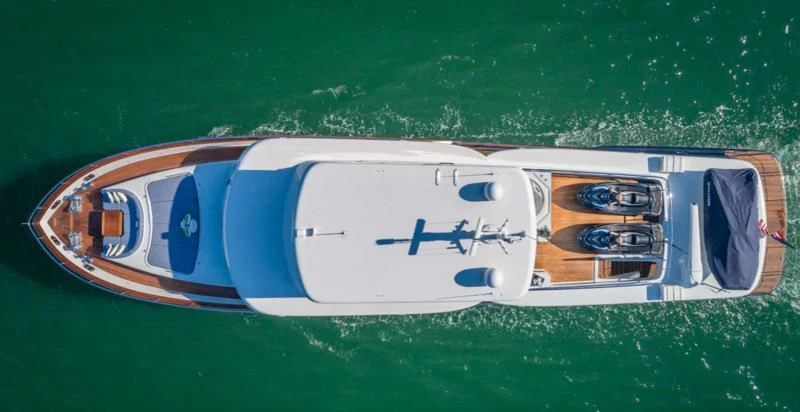 a boat on the water aboard PRIMA MEA Yacht for Sale