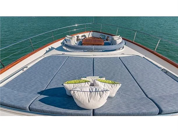 a boat on a deck aboard PRIMA MEA Yacht for Sale