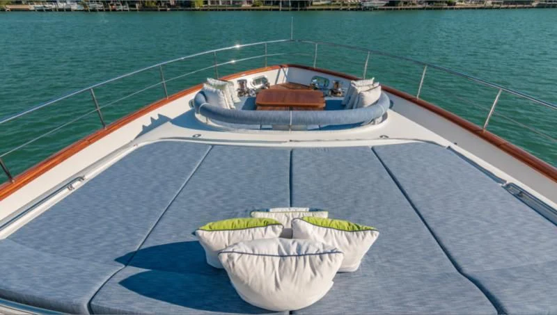 a boat on a dock aboard PRIMA MEA Yacht for Sale
